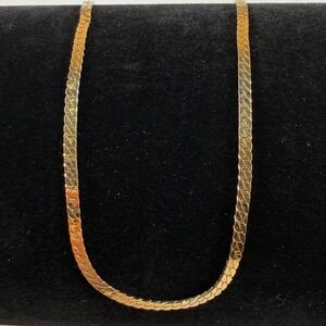 Monet Gold Tone Chain Necklace Classic Flat Link Minimalist